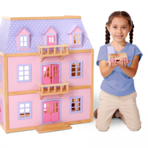 Дървена къща за кукли на три етажа с обзавеждане, Melissa & Doug